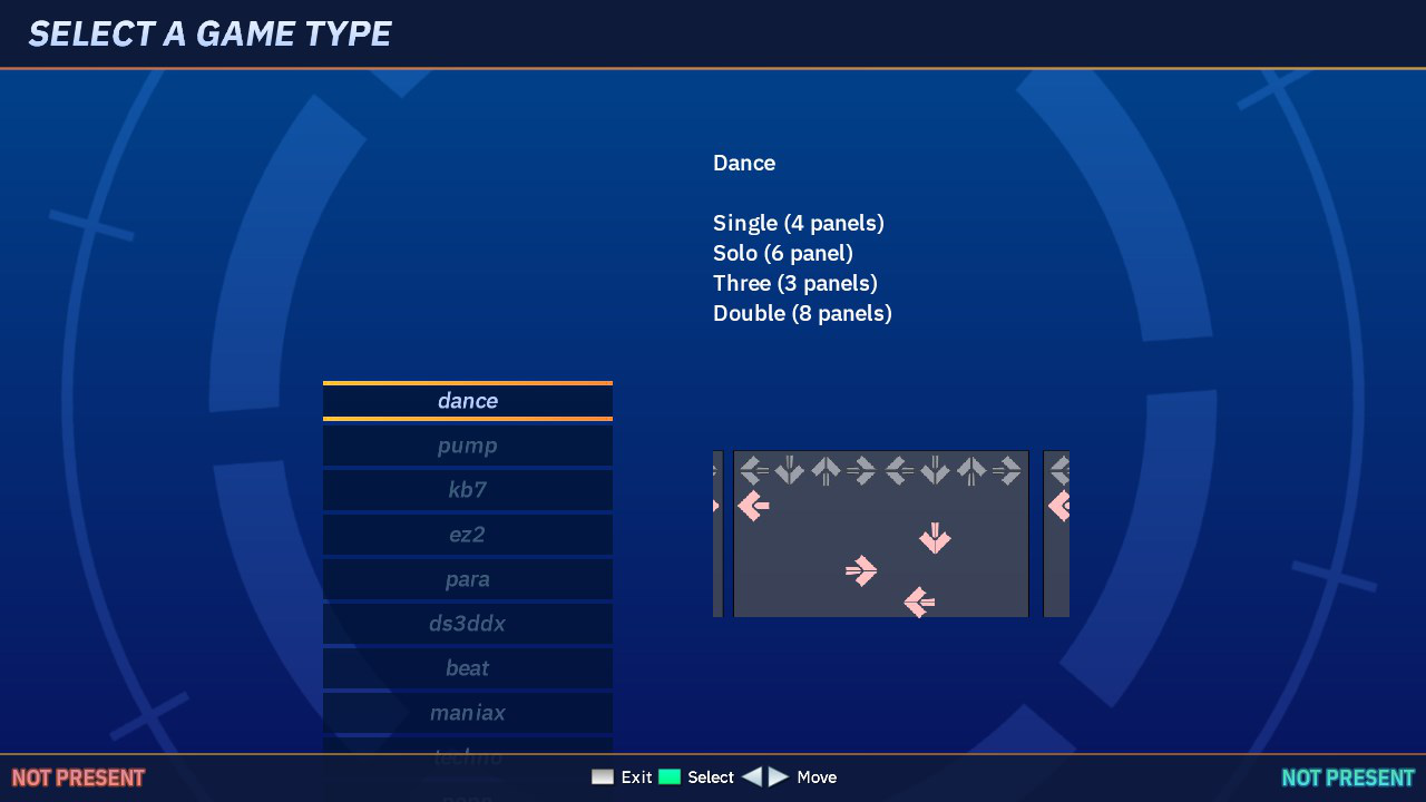 Screenshot of the Project OutFox game selection screen.